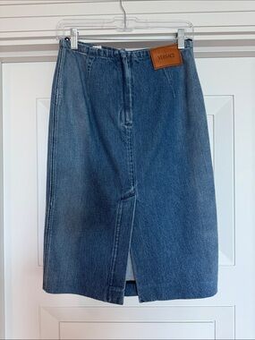 Versace Indigo Denim pencil skirt Midi Skirt with back Slit